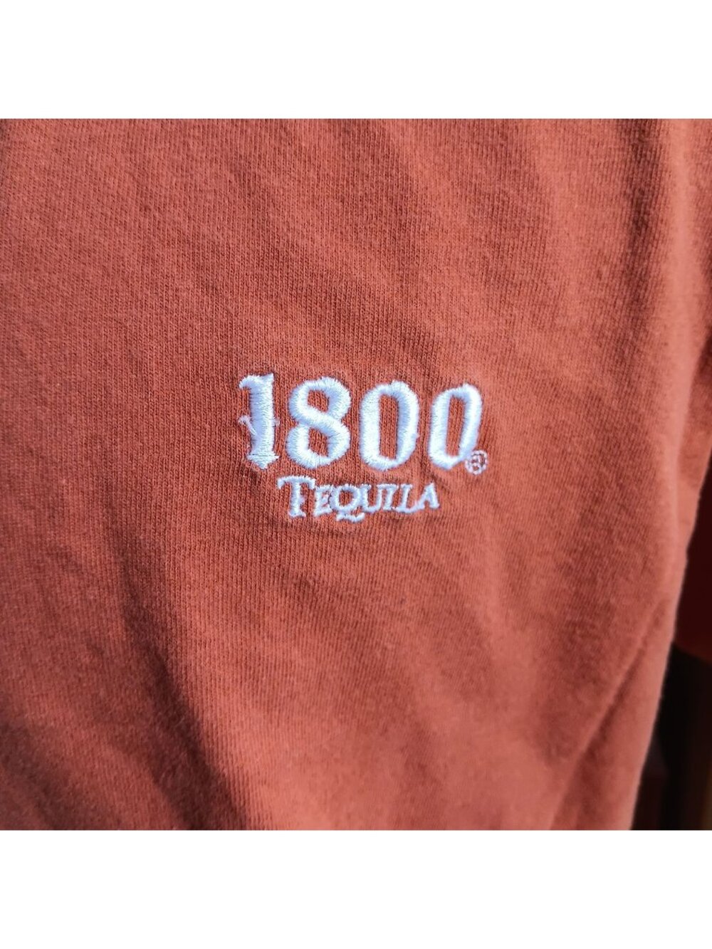 1800 Tequila Vintage T-shirt Large 1990's Rust Orange Embroidered Logo Cotton